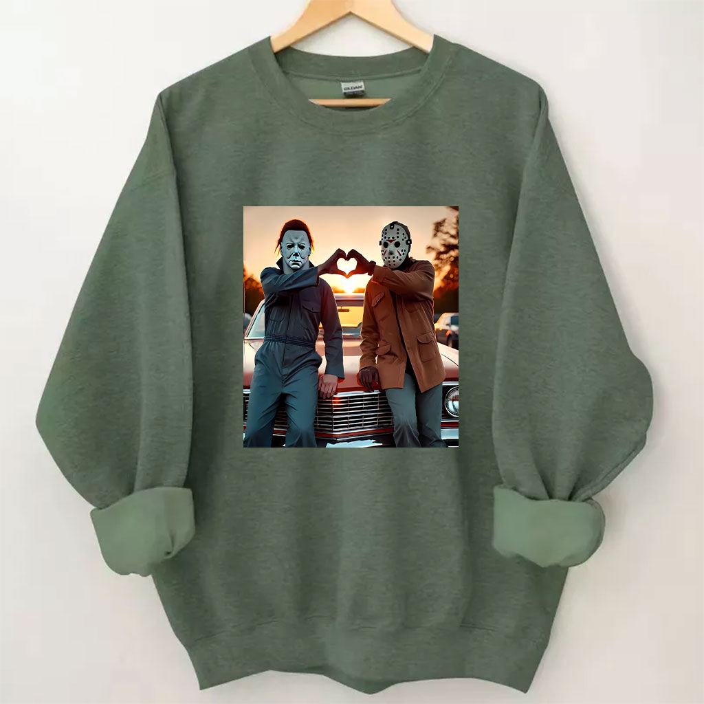 Horror Movie Characters Heart Hands Funny Sweatshirt