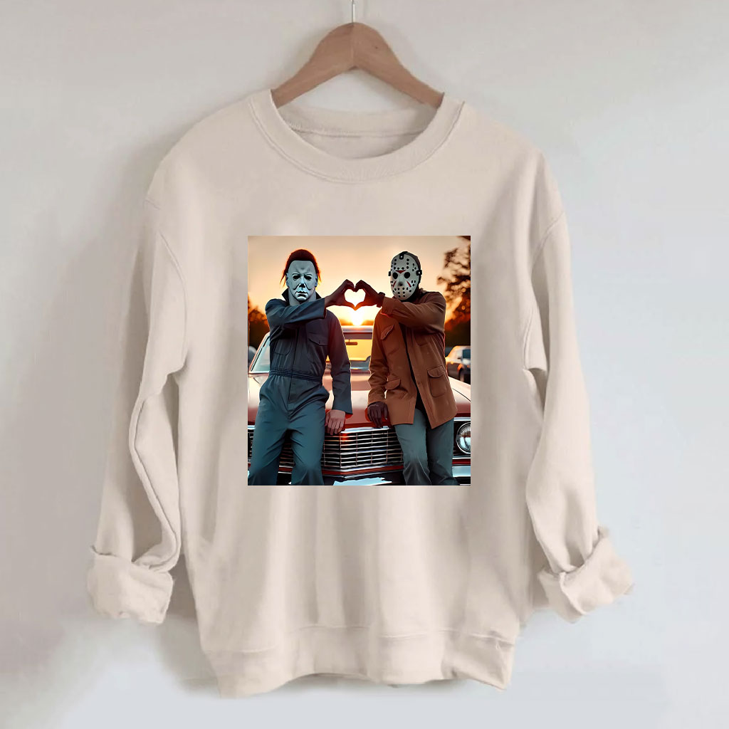 Horror Movie Characters Heart Hands Funny Sweatshirt