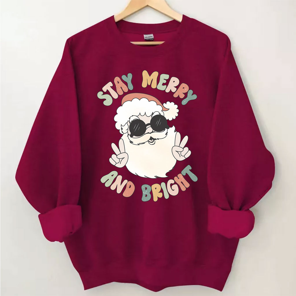 Retro Merry and Bright Santa Christmas Sweatshirt
