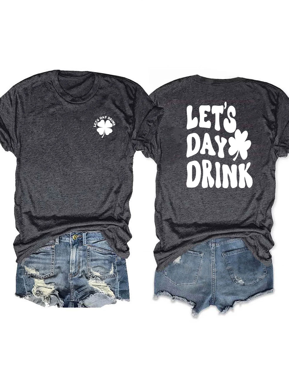 Lets Day Drink  Retro Shamrock  T-shirt