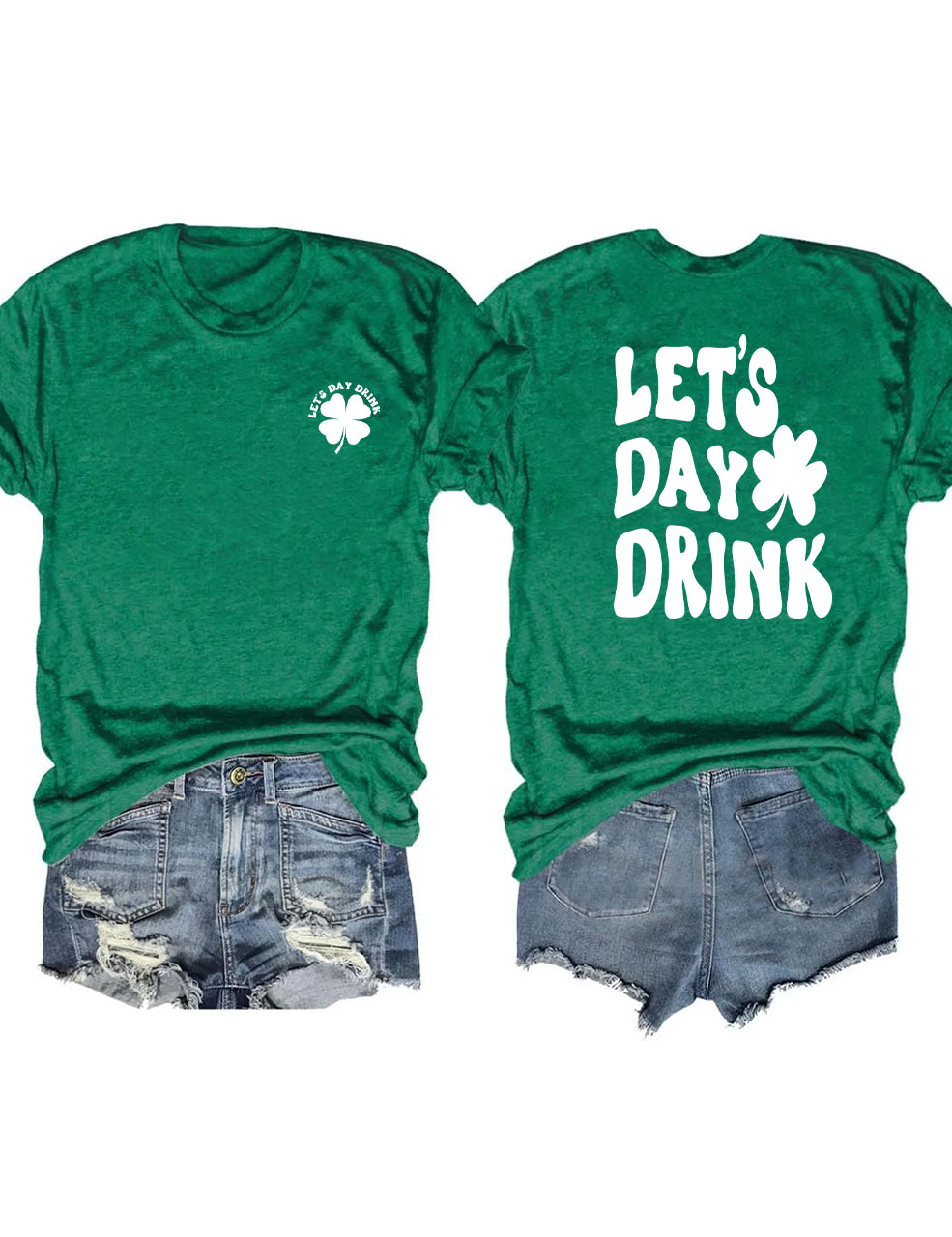 Lets Day Drink  Retro Shamrock  T-shirt