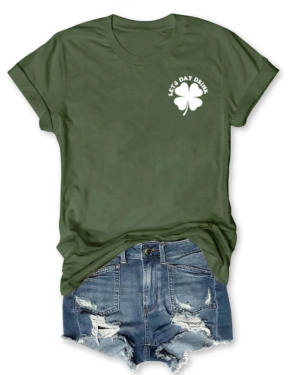 Lets Day Drink  Retro Shamrock  T-shirt