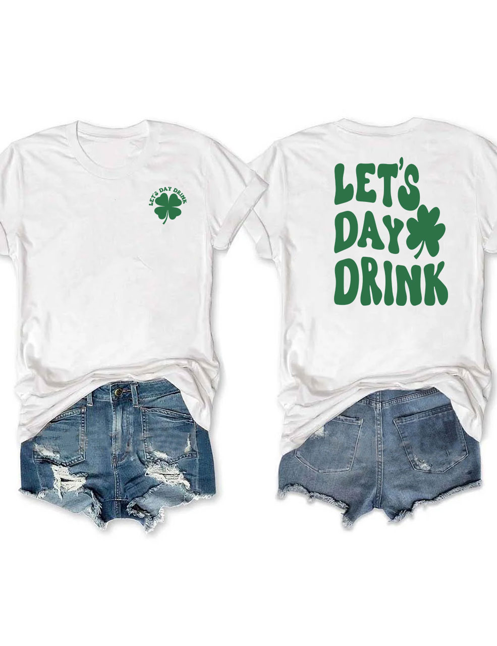 Lets Day Drink  Retro Shamrock  T-shirt