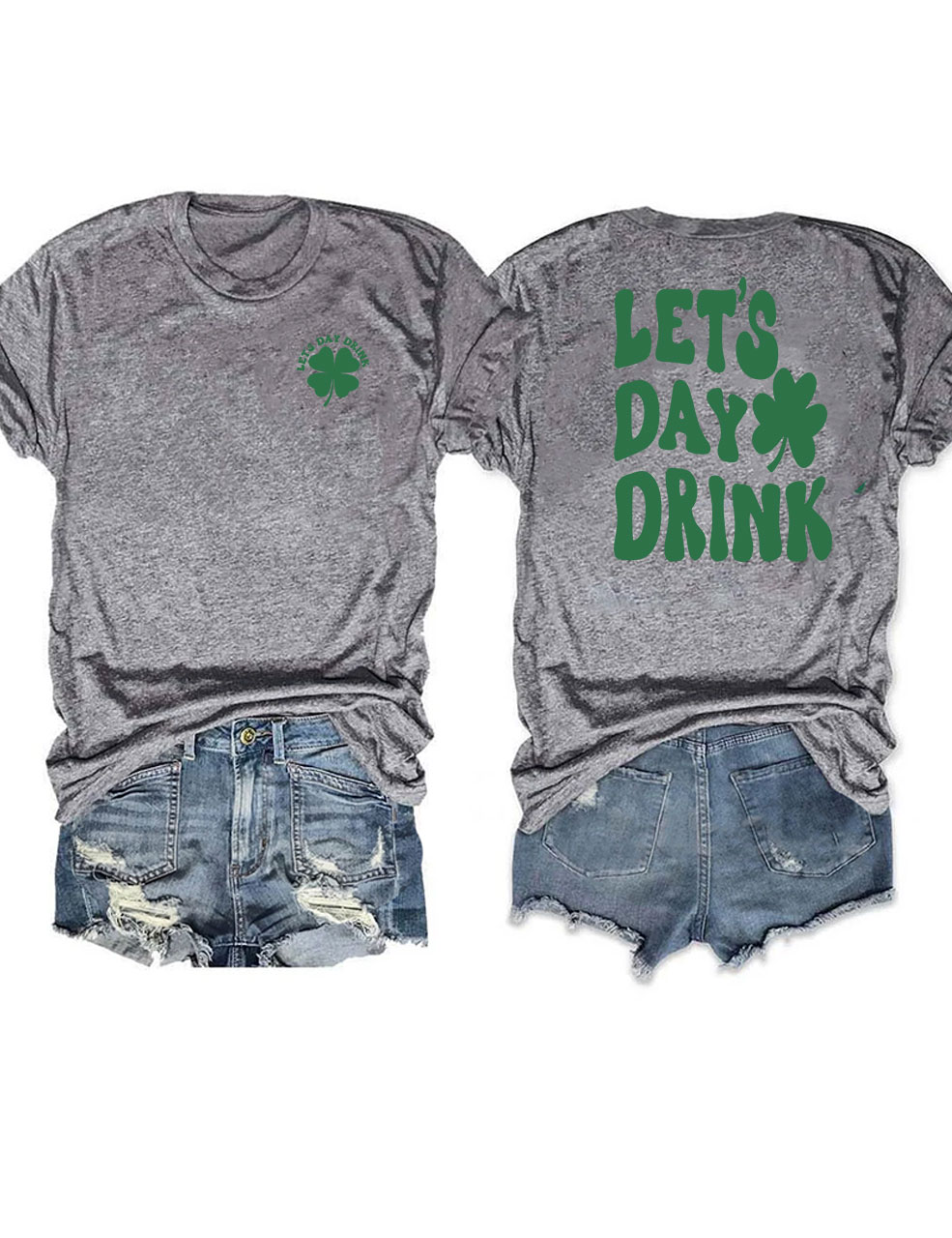 Lets Day Drink  Retro Shamrock  T-shirt