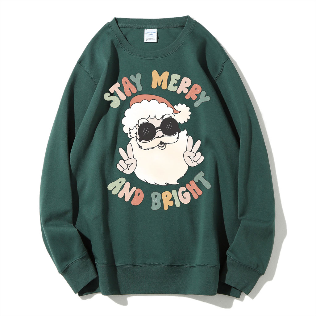 Retro Merry and Bright Santa Christmas Sweatshirt