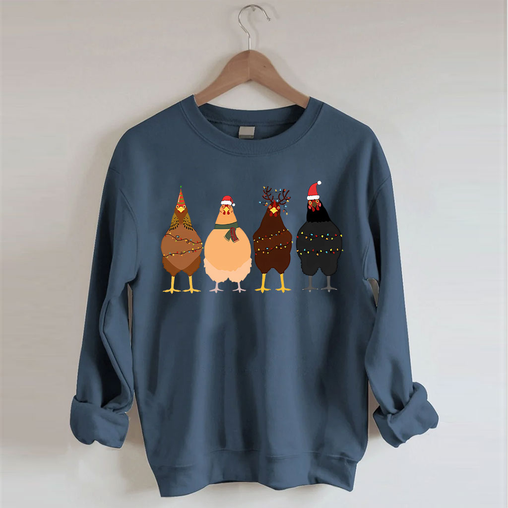 ??ute Christmas Chickens Sweatshirt