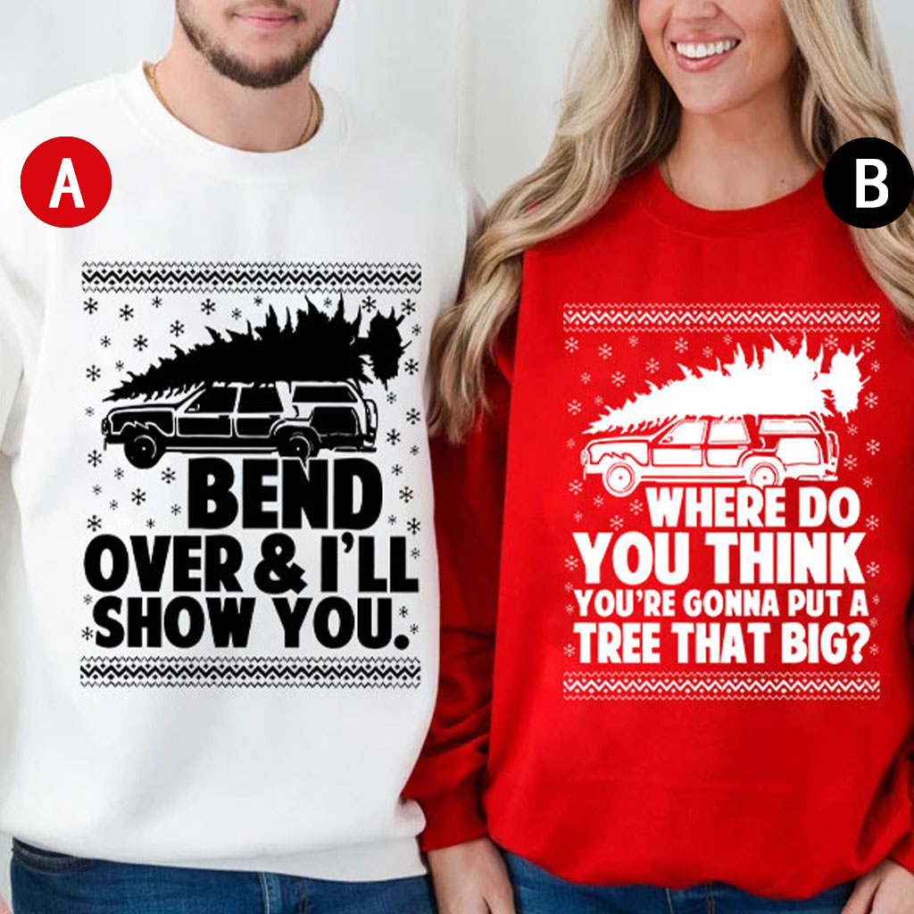 Bend Over and I'll Show You Christmas Couple Matching Sweatshirt