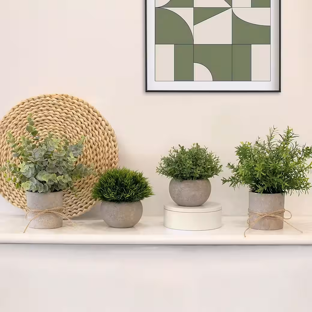 Künstliche Eukalyptus Pflanzen 4‑Stück, Kunstpflanzen für Deko
