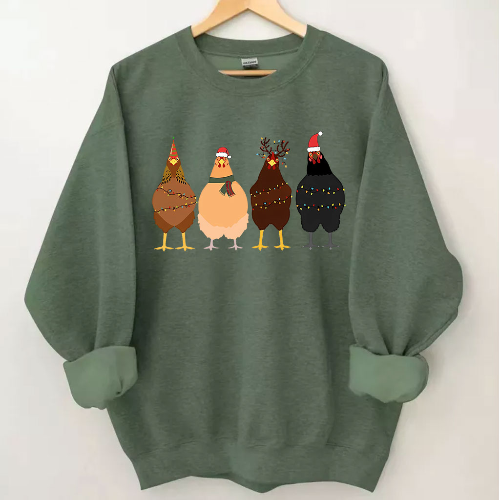 ??ute Christmas Chickens Sweatshirt