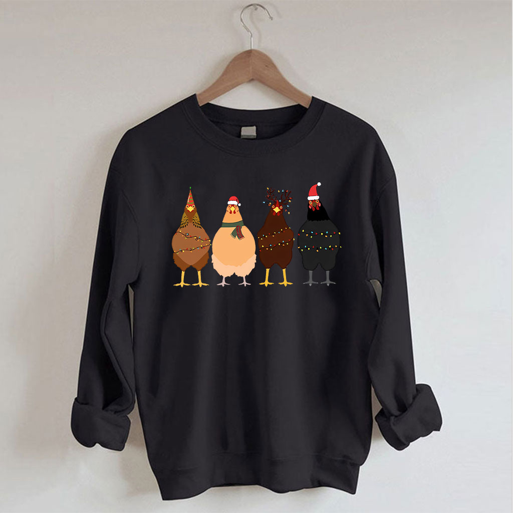 ??ute Christmas Chickens Sweatshirt