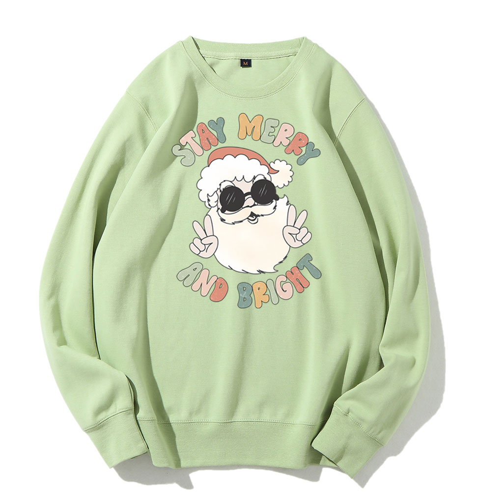 Retro Merry and Bright Santa Christmas Sweatshirt