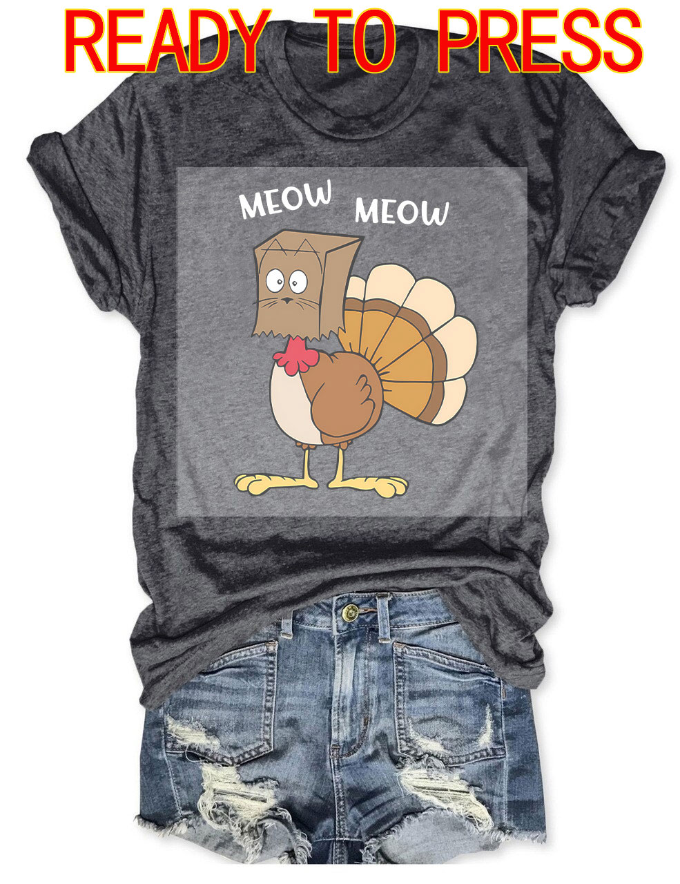 Meow Meow Funny Turkey Thanksgiving DTF Heat Transfer