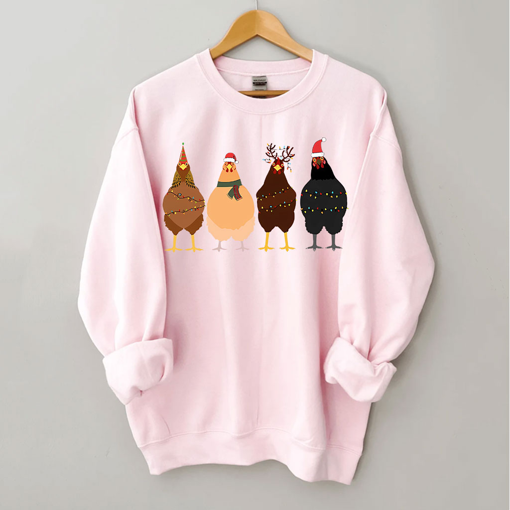 ??ute Christmas Chickens Sweatshirt