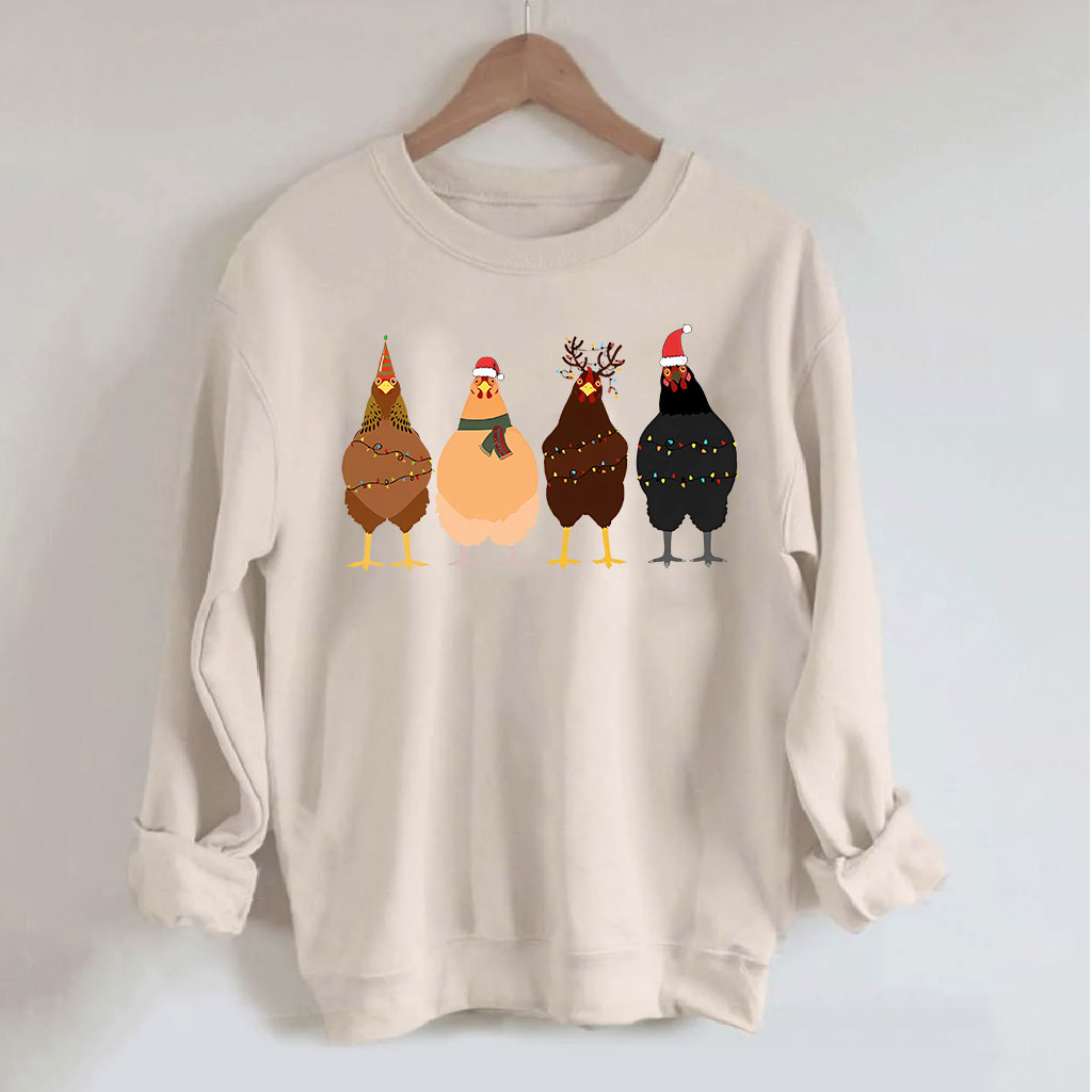 锟斤拷ute Christmas Chickens Sweatshirt