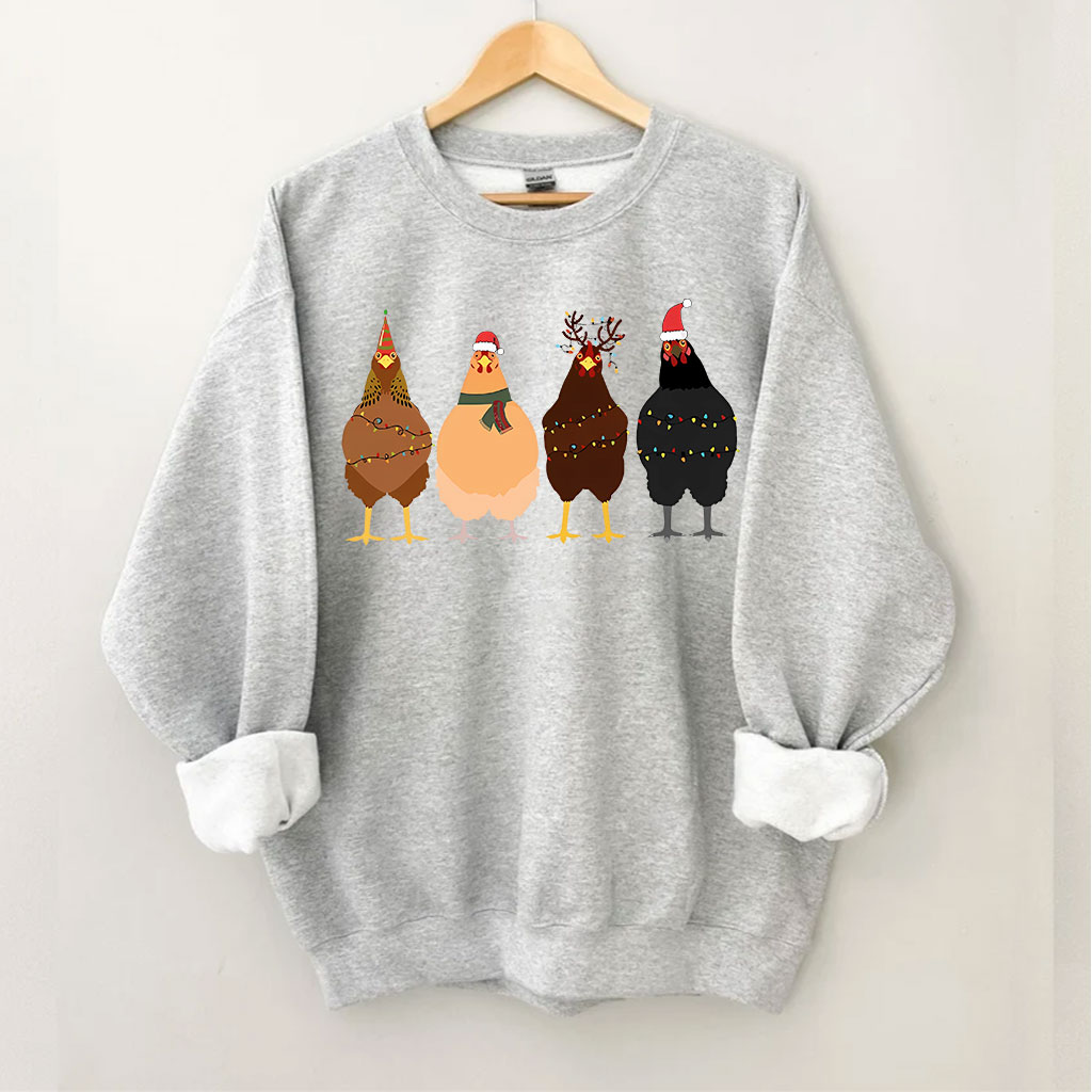??ute Christmas Chickens Sweatshirt