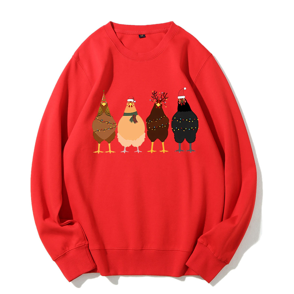 ??ute Christmas Chickens Sweatshirt