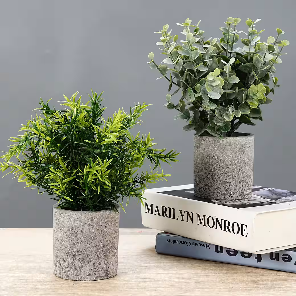Kunstpflanze 5er-Set Mini Kunstpflanzen Künstliche Pflanzen Kunstpflanzen Büro Deko