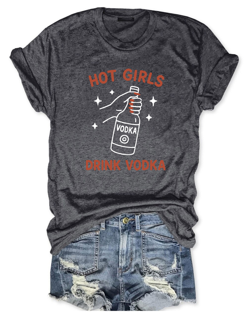 Hot Girls Drink Vodka Funny T-Shirt