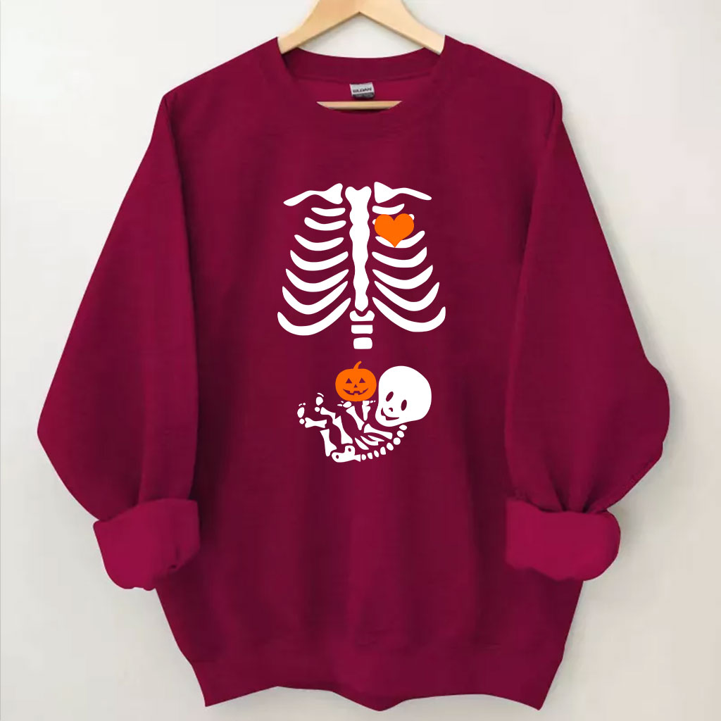 Skeleton Halloween Funny Pregnancy Announcement Sweatshirt