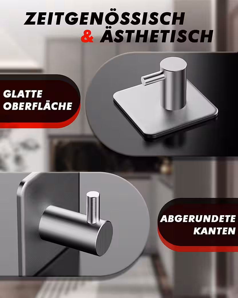 Edelstahl Handtuchhaken Bad ohne Bohren, 5er/10er Set