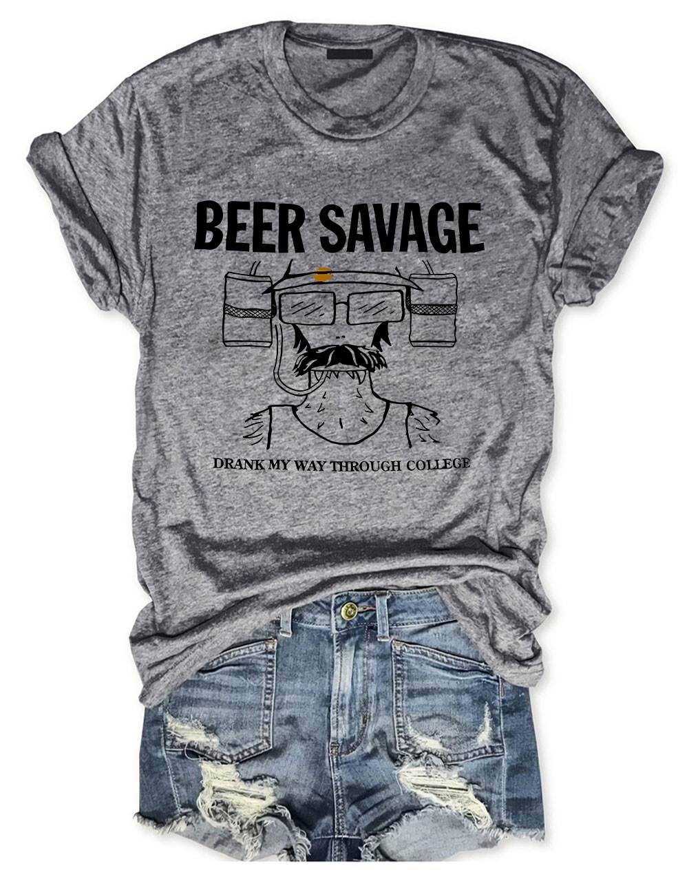 Beer Savage Drank My Way Through College Funny T-Shirt