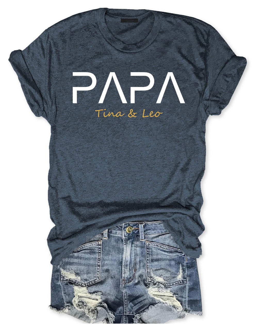 Custom PAPA With Child's Name T-shirt