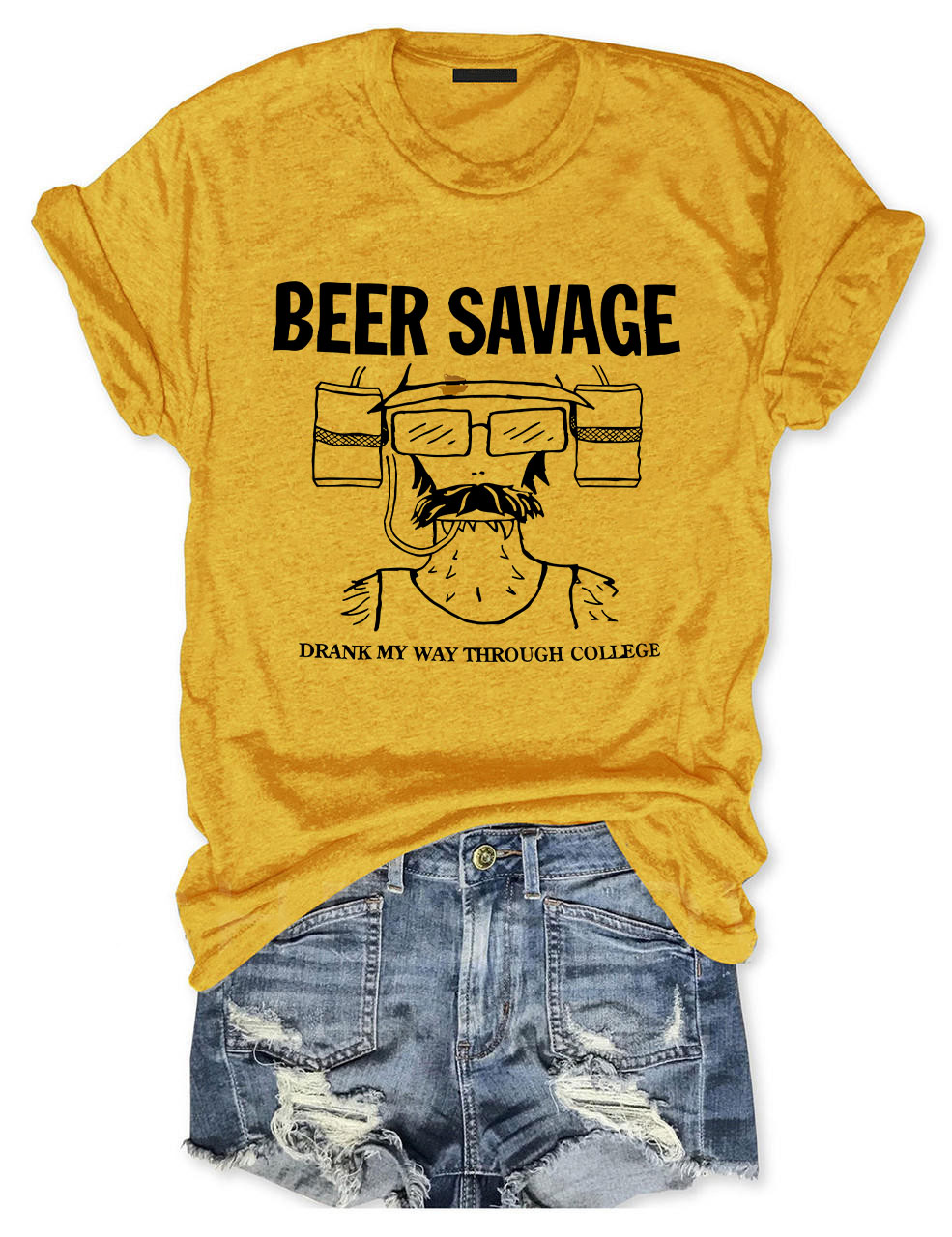 Beer Savage Drank My Way Through College Funny T-Shirt