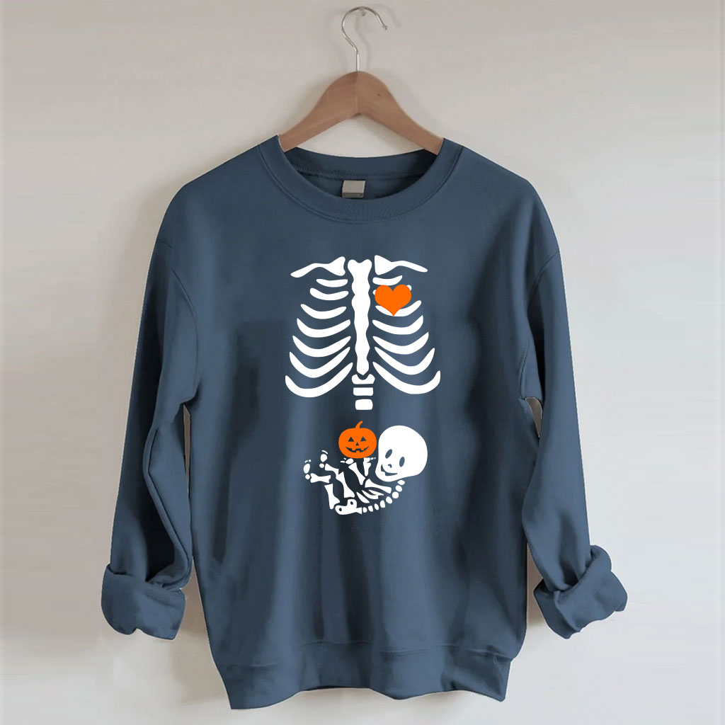 Skeleton Halloween Funny Pregnancy Announcement Sweatshirt