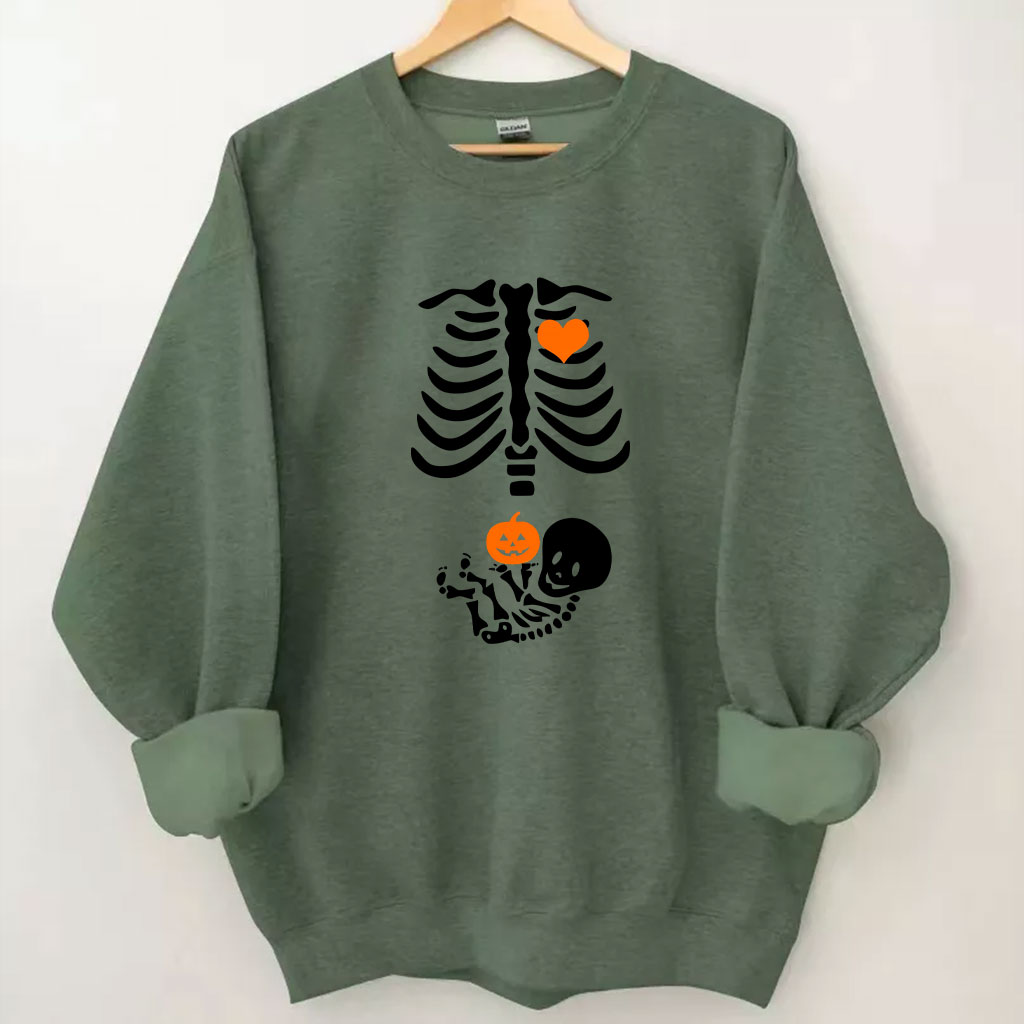 Skeleton Halloween Funny Pregnancy Announcement Sweatshirt