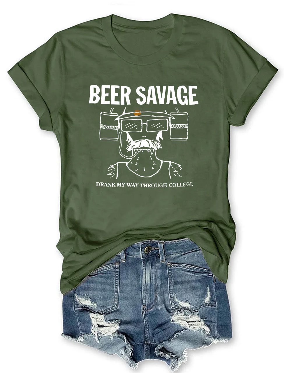 Beer Savage Drank My Way Through College Funny T-Shirt