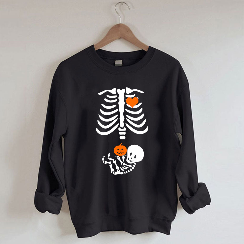 Skeleton Halloween Funny Pregnancy Announcement Sweatshirt