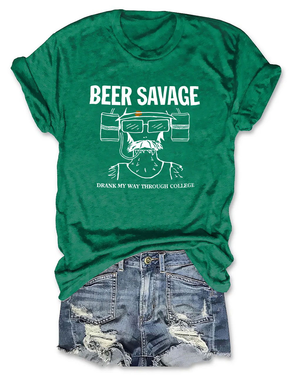 Beer Savage Drank My Way Through College Funny T-Shirt