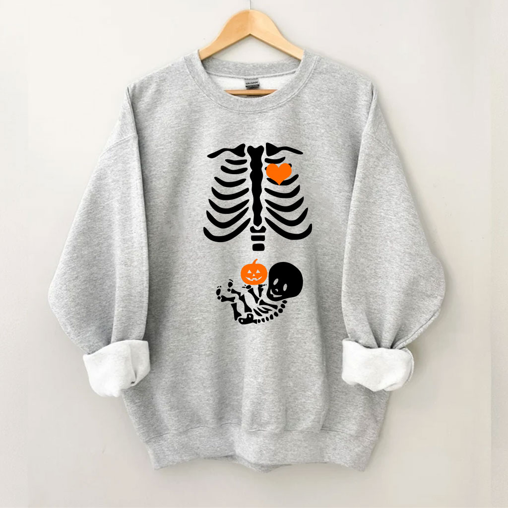 Skeleton Halloween Funny Pregnancy Announcement Sweatshirt