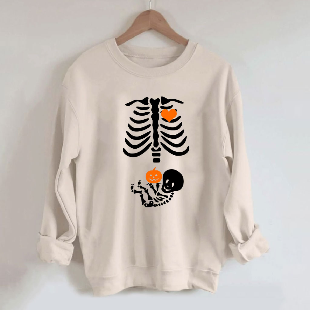 Skeleton Halloween Funny Pregnancy Announcement Sweatshirt