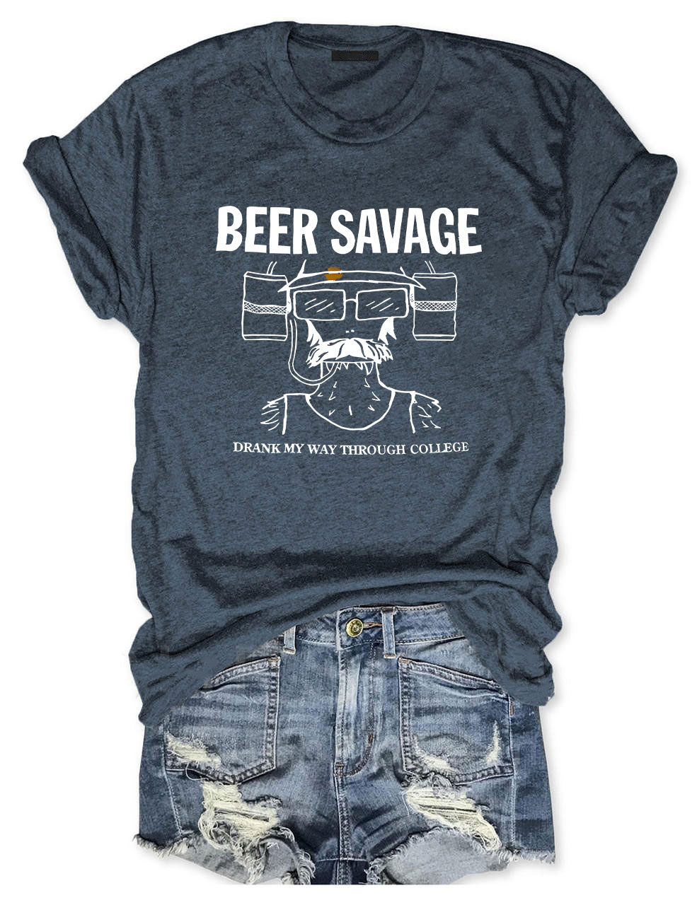 Beer Savage Drank My Way Through College Funny T-Shirt
