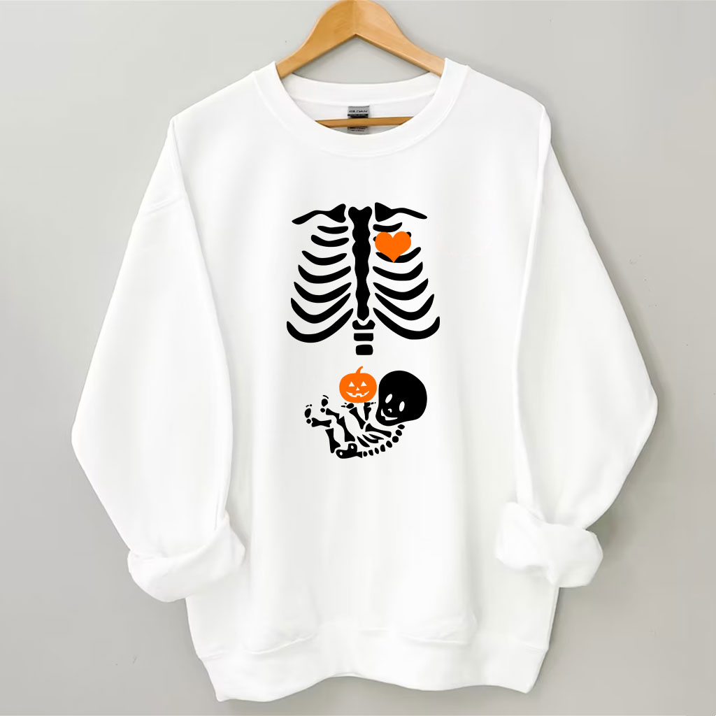 Skeleton Halloween Funny Pregnancy Announcement Sweatshirt