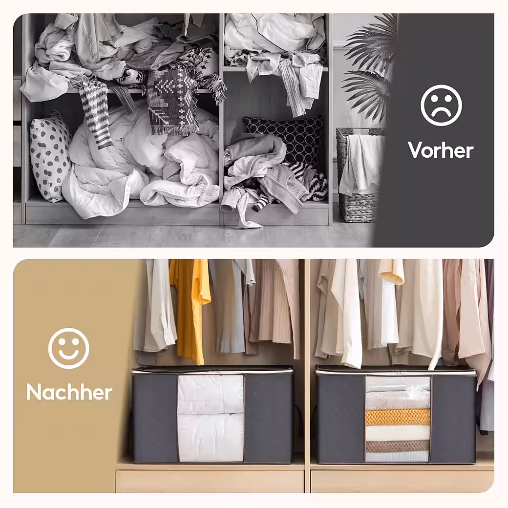 3/6er Set Faltbare Aufbewahrungsboxen mit Deckel 90L