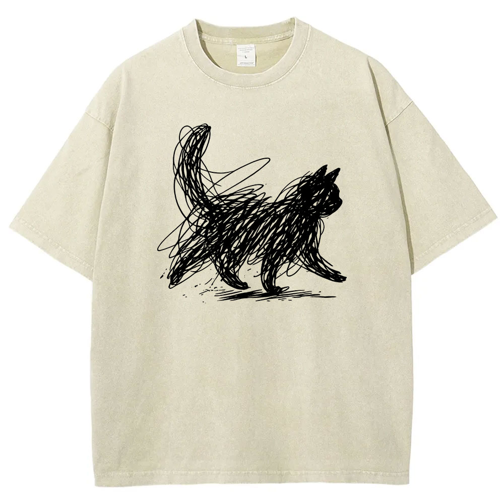 Abstract Cat Line Art  T-shirt