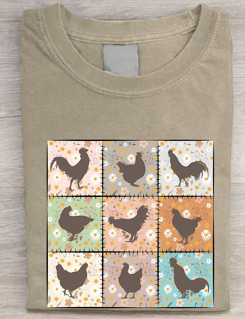 Retro Farmhouse Floral Backyard Chicken T-Shirt