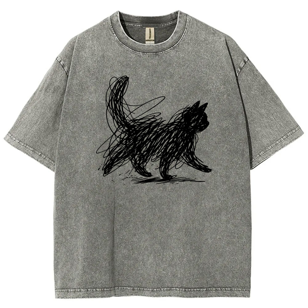 Abstract Cat Line Art  T-shirt