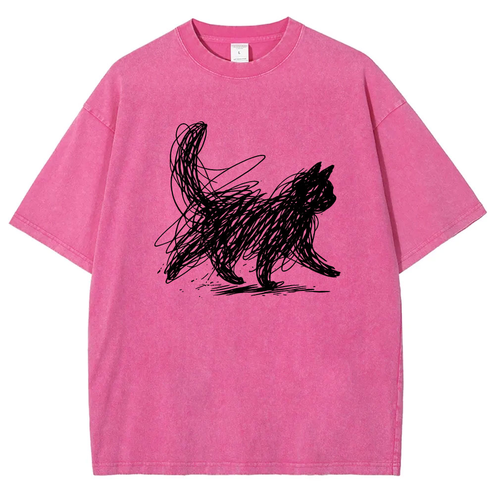 Abstract Cat Line Art  T-shirt