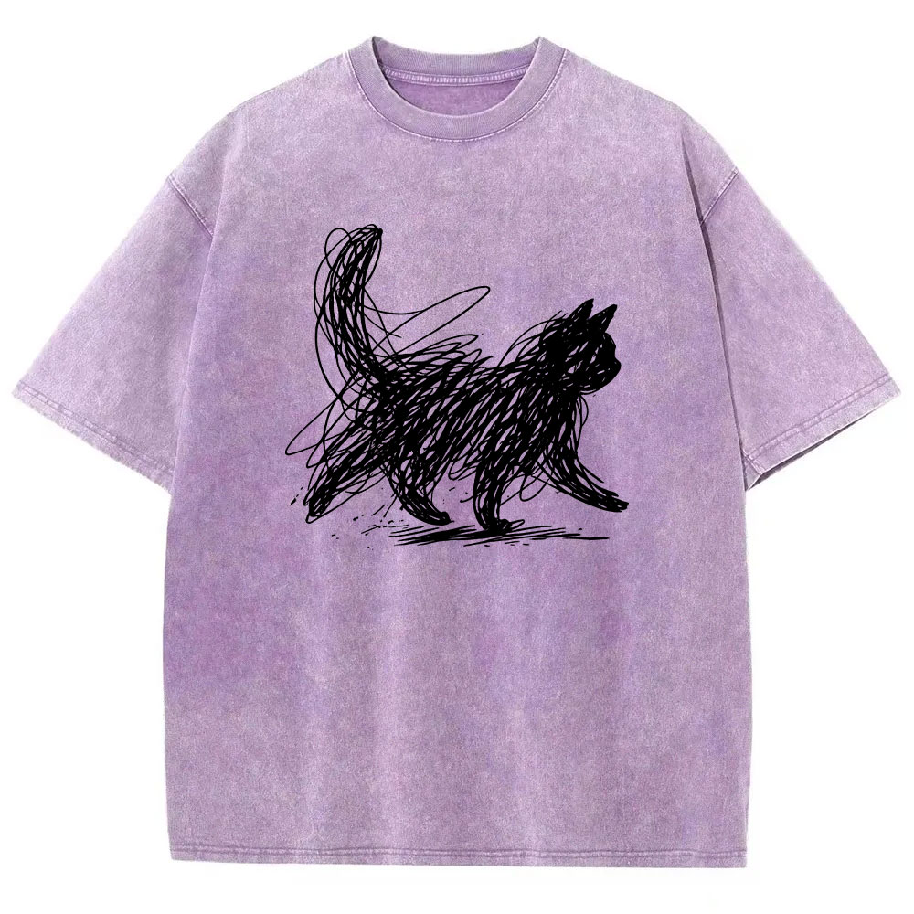 Abstract Cat Line Art  T-shirt