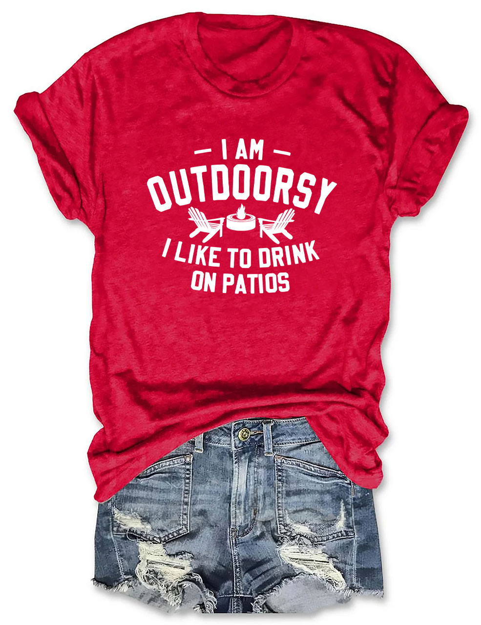 I am outdoorsy I like to drink on patios Funny T-shirt
