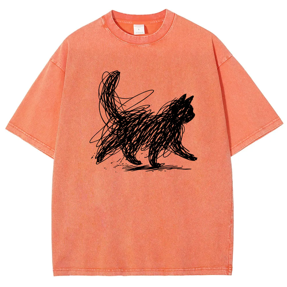Abstract Cat Line Art  T-shirt