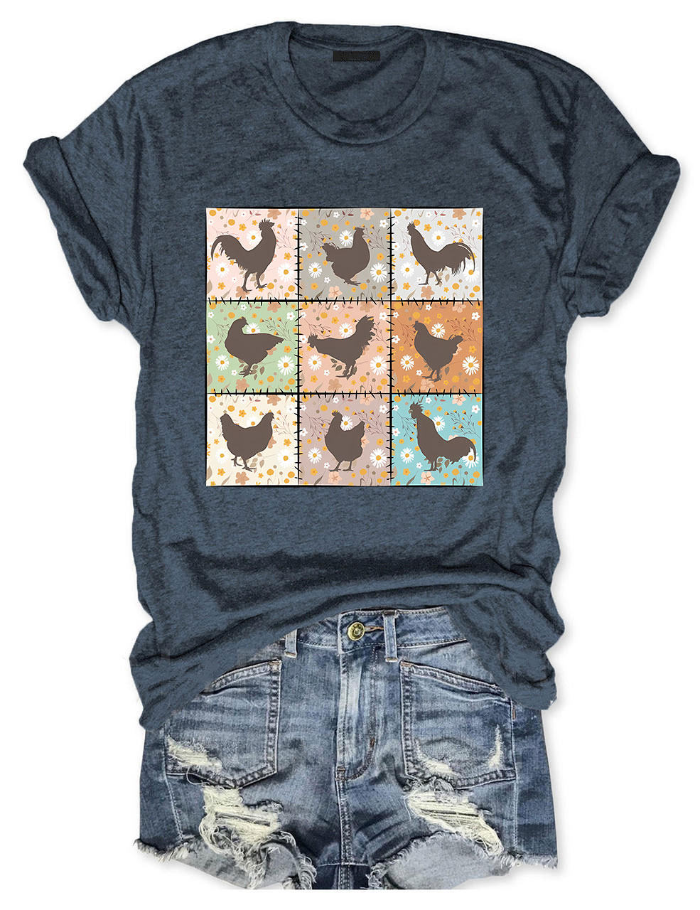 Retro Farmhouse Floral Backyard Chicken T-Shirt