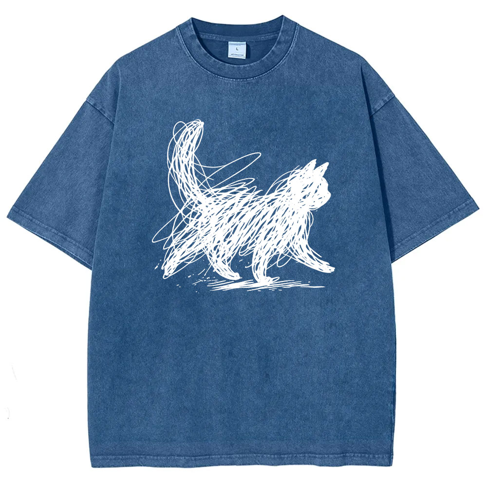 Abstract Cat Line Art  T-shirt