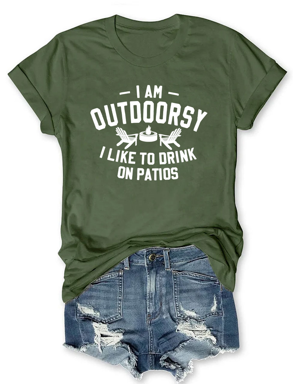 I am outdoorsy I like to drink on patios Funny T-shirt