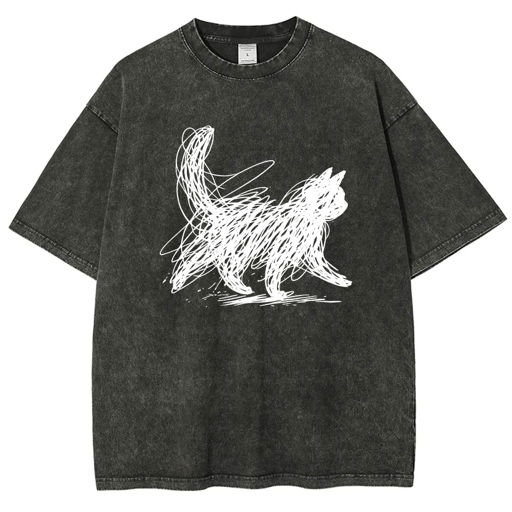Abstract Cat Line Art  T-shirt