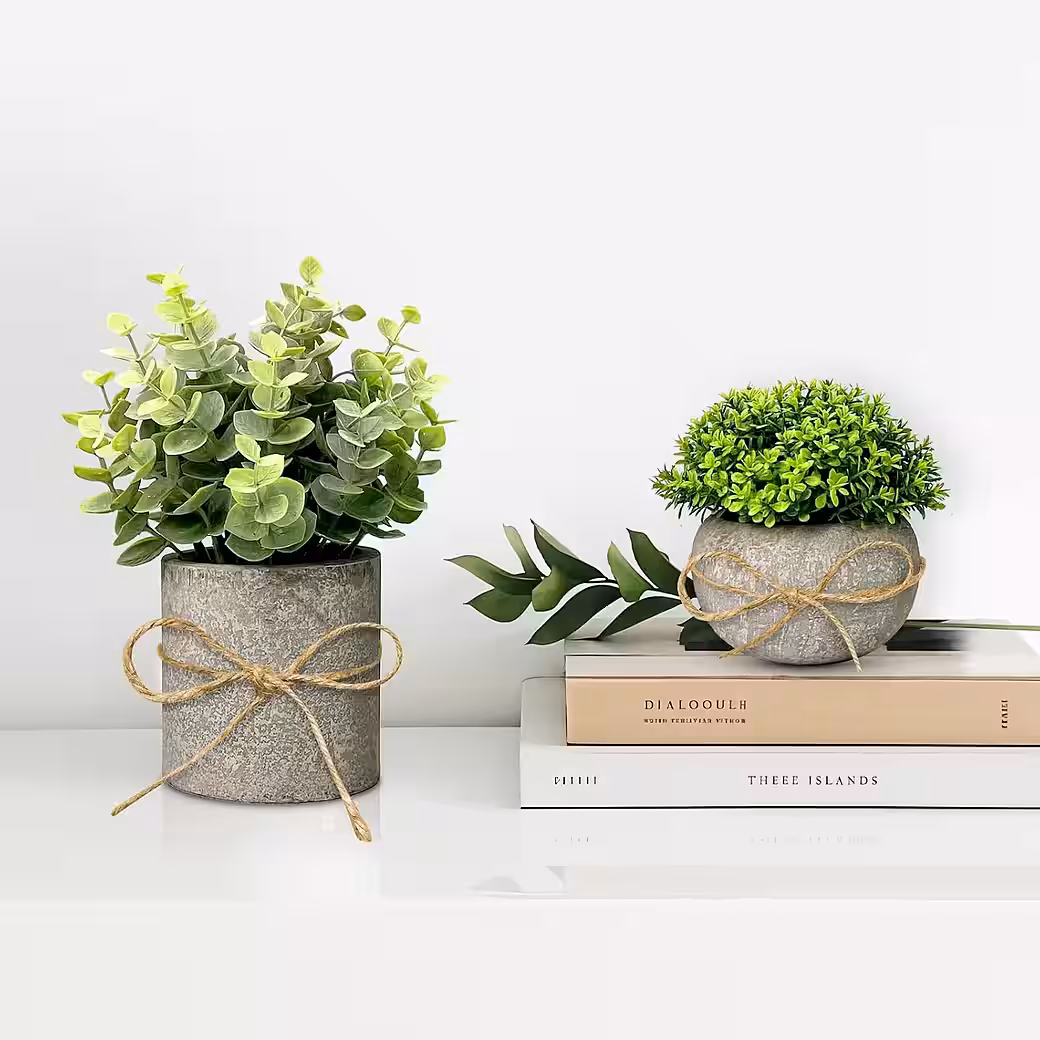 Künstliche Eukalyptus Pflanzen 4‑Stück, Kunstpflanzen für Deko