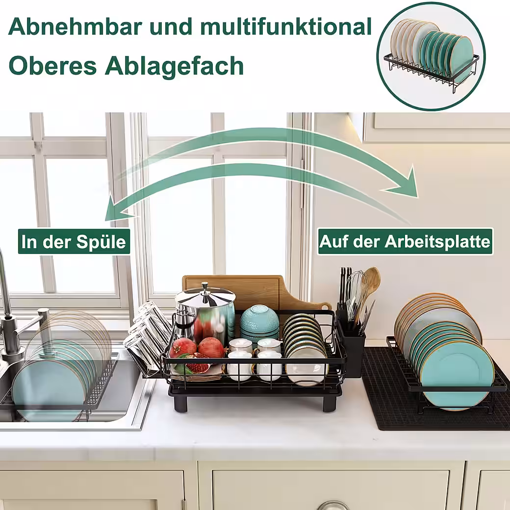 Geschirrständer 2-stufig Abtropfgestell Geschirr Geschirrabtropfgestell Abtropfschale